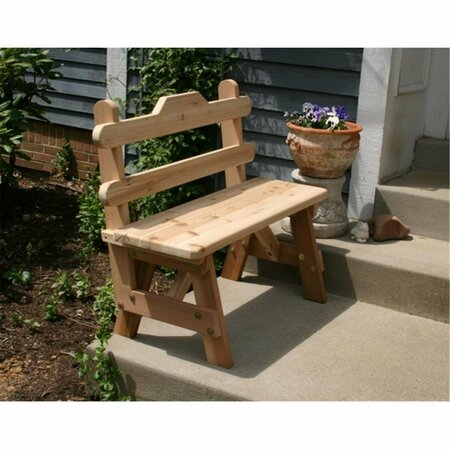 CREEKVINE DESIGNS 3 ft. Cedar Tab Back Bench WRF3TBGBCVD